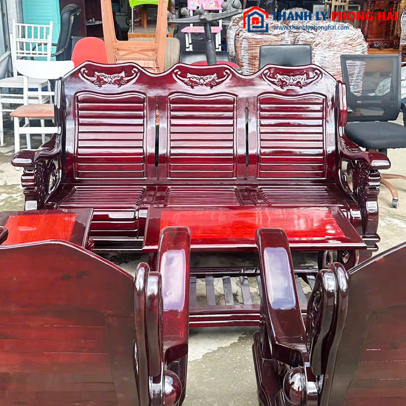 Salon Gỗ Cũ 5 Món 1m85 Chạm Khắc Cổ Điển
