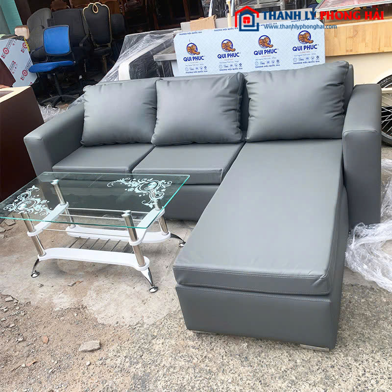 Thanh Lý Bộ Sofa Góc L 2m15 Màu Xám Mới 99%