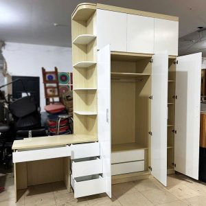 Tủ Quần Áo Gỗ Cũ 2m7 Kết Hợp Bàn Học