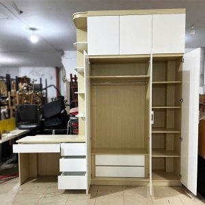 Tủ Quần Áo Gỗ Cũ 2m7 Kết Hợp Bàn Học