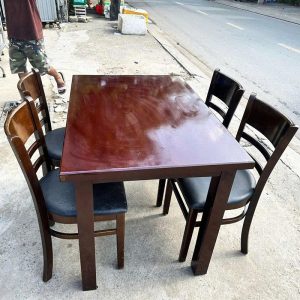 Bộ Bàn Ghế Cabin Cũ Nệm Đen 1m