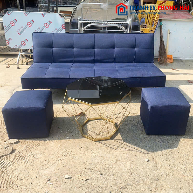 Bộ Sofa Bed Cũ Kèm Bàn Kim Cương Và 2 Đôn
