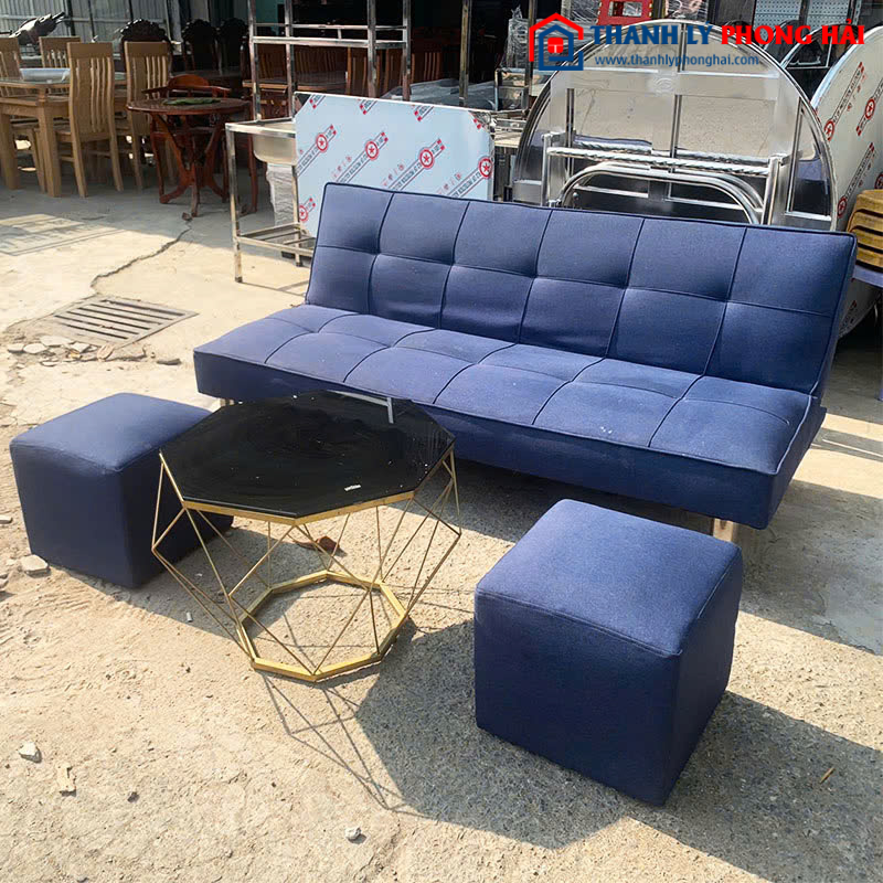 Bộ Sofa Bed Cũ Kèm Bàn Kim Cương Và 2 Đôn