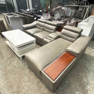 Bộ Sofa Góc L 2m85 Cũ Sang Trọng Kèm Bàn Mặt Đá