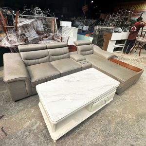 Bộ Sofa Góc L 2m85 Cũ Sang Trọng Kèm Bàn Mặt Đá