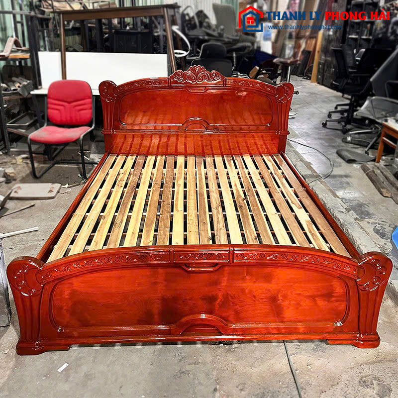 Giường Gỗ Gõ Đỏ Cũ 1m6 Đẹp Sang Trọng