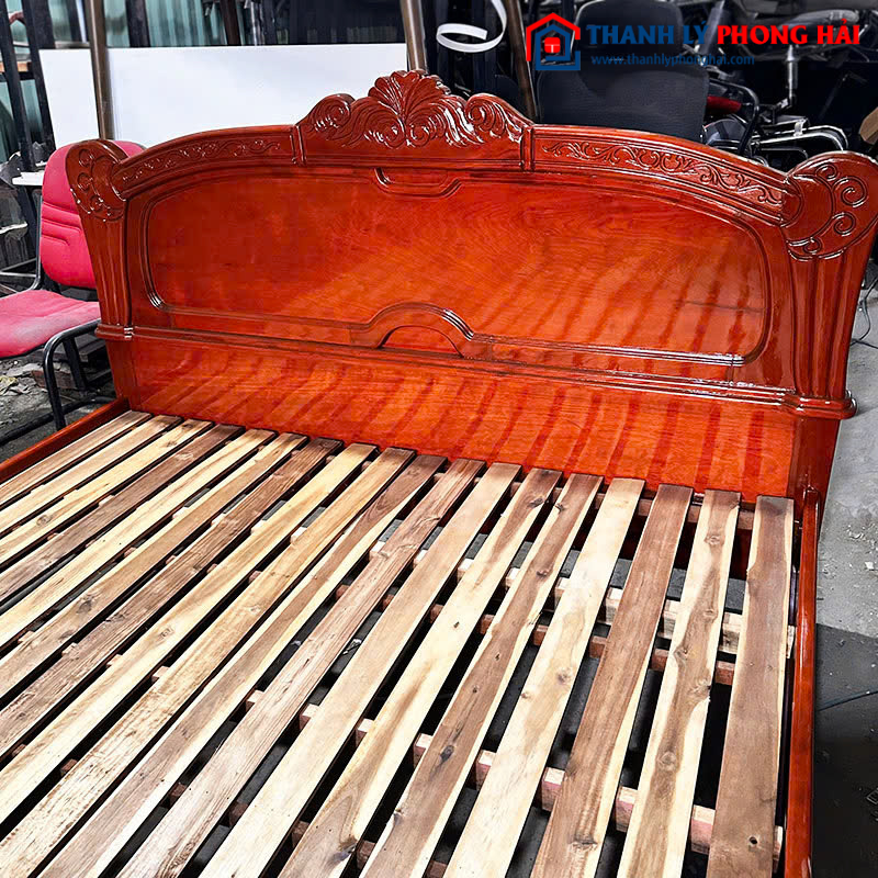 Giường Gỗ Gõ Đỏ Cũ 1m6 Đẹp Sang Trọng