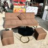 Sofa Bed Cũ Màu Nâu Kèm Bàn Kim Cương