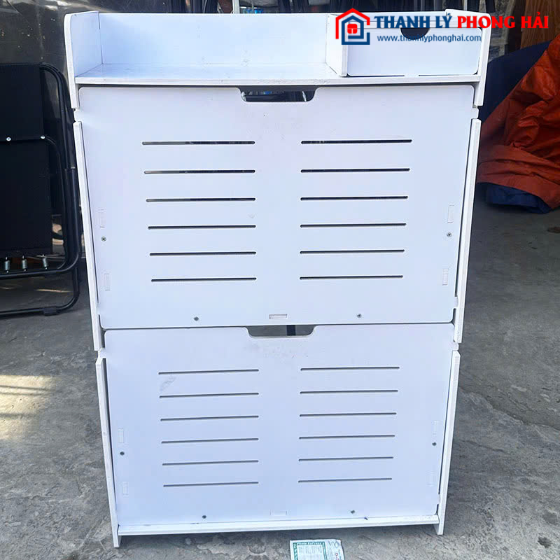 Tủ Giày Gỗ Màu Trắng 60cm Cánh Lật Cũ