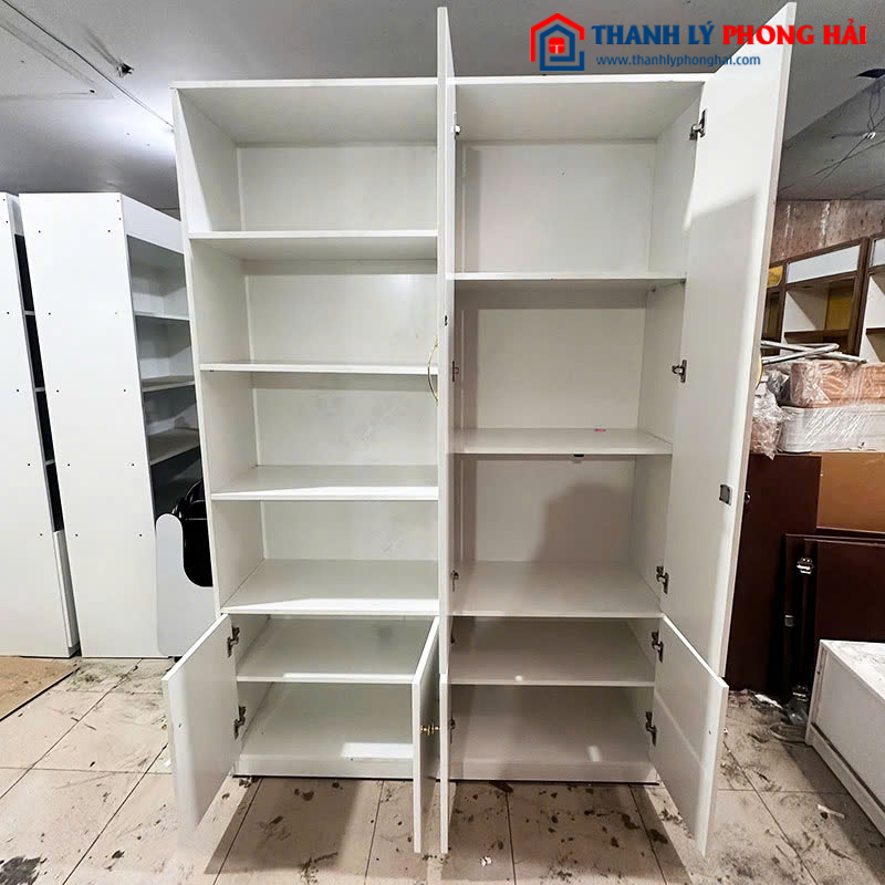 Tủ Hồ Sơ Gỗ Công Nghiệp 1m4 Màu Trắng Cũ