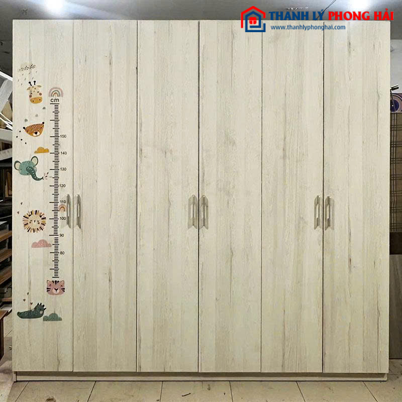 Tủ Quần Áo Cũ 6 Cánh Gỗ Công Nghiệp 2m24