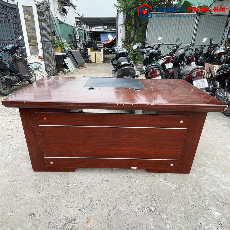 Bàn Giám Đốc Gỗ Công Nghiệp 1m6 Cũ Màu Cánh Gián