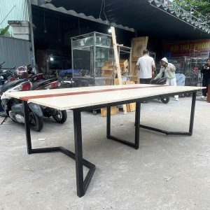 Bàn Họp 2m4 Gỗ Công Nghiệp Chân Sắt Cũ