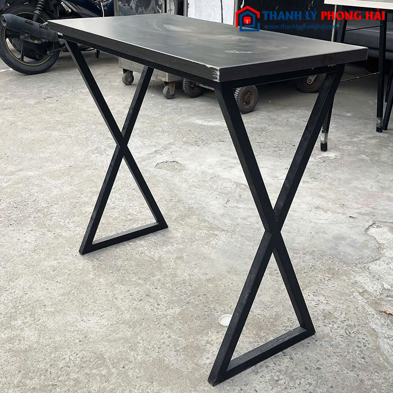 Bàn Làm Việc Chân Chữ X Sắt Mặt Gỗ 80cm Cũ