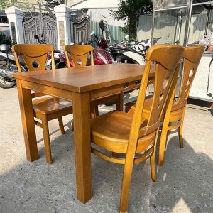 Bộ Bàn Ăn 4 Ghế Gỗ Tự Nhiên 1m5 Cũ