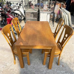 Bộ Bàn Ăn 4 Ghế Gỗ Tự Nhiên 1m5 Cũ