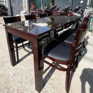 Bộ Bàn Ăn Gỗ Tự Nhiên 75cm Ghế Bọc Nệm Cũ