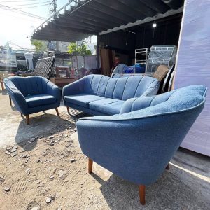 Bộ Ghế Sofa 3 Món Cũ 1m9 Màu Xanh