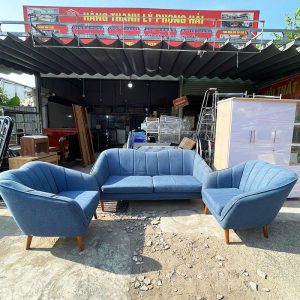 Bộ Ghế Sofa 3 Món Cũ 1m9 Màu Xanh