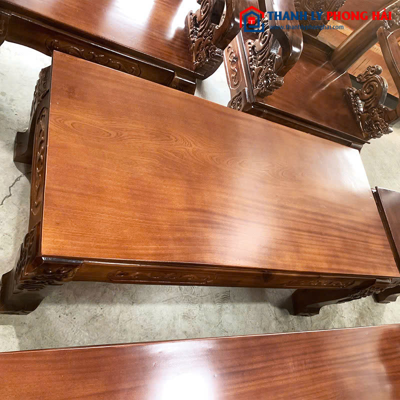 Thanh Lý Bộ Salon Tay 12 Chạm Khắc Đỉnh Nghê Mới 99%