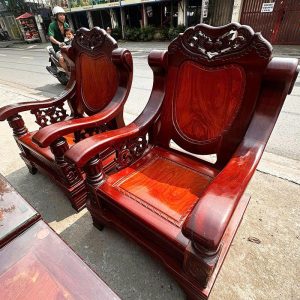 Bộ Salon Thùng 1m85 Cũ Căm Xe Gỗ Đỏ
