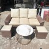 Bộ Sofa Da Kem Cũ 1m8 Kèm Bàn