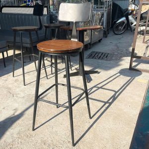 Ghế Bar Cũ Khung Sắt Mặt Gỗ Cao 1m