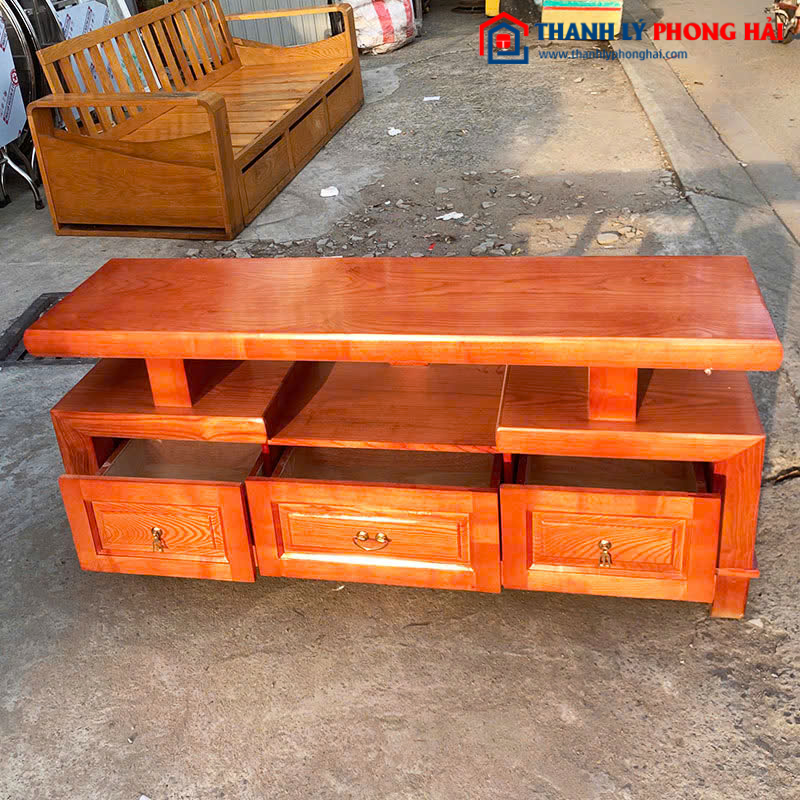 Kệ Tivi Gỗ Tự Nhiên Nhiều Ngăn 1m39 Mới 99%