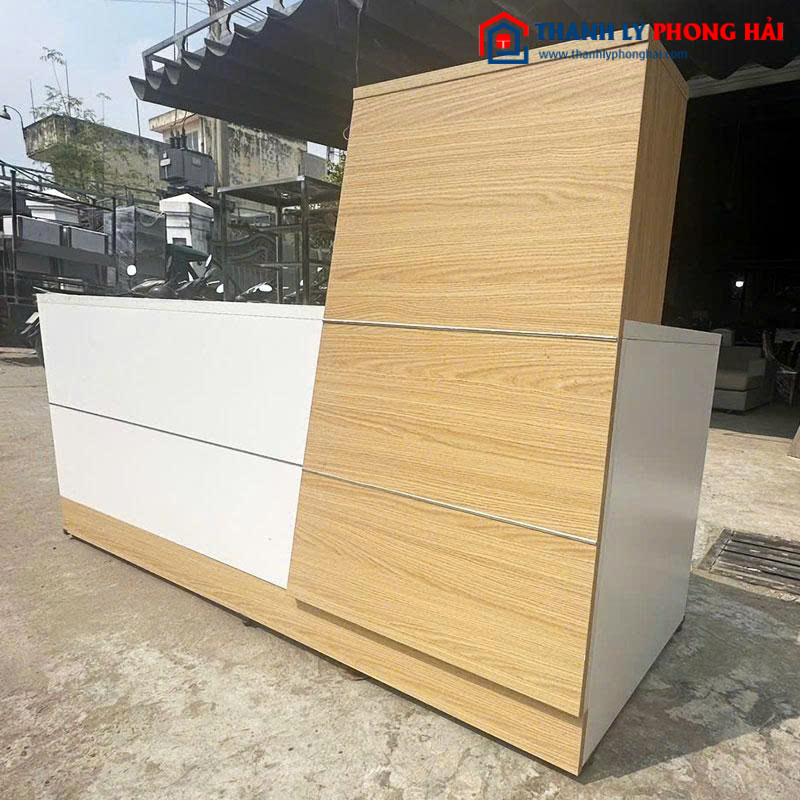 Quầy Lễ Tân Gỗ Công Nghiệp Cũ 1m8 Thiết Kế Hiện Đại