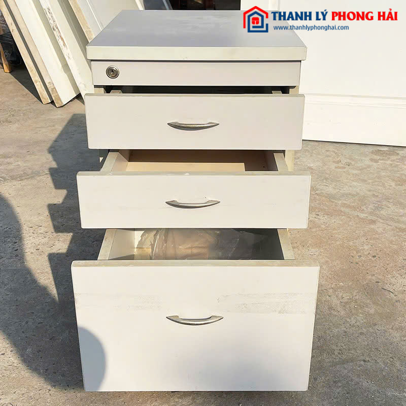 Tủ Hồ Sơ Gỗ Công Nghiệp Màu Trắng 48cm Cũ