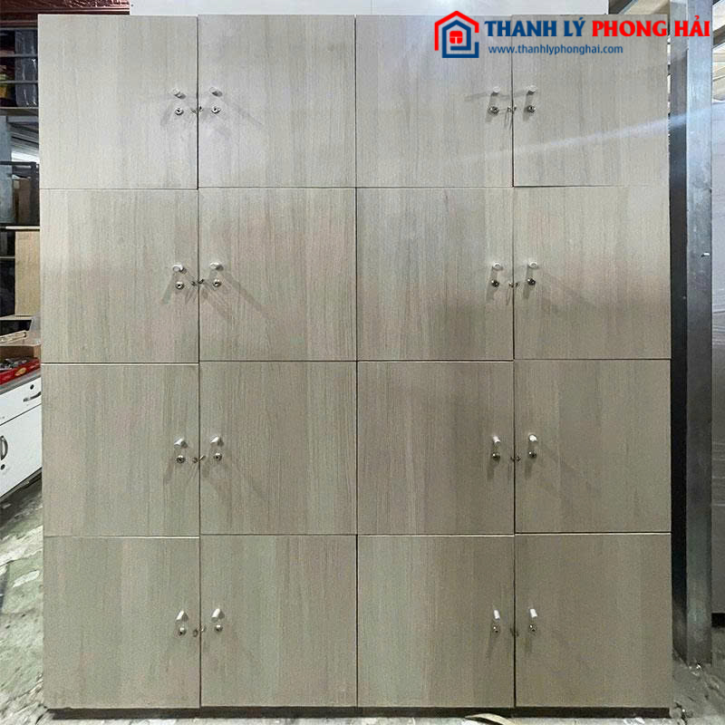 Tủ Locker 16 Ngăn Gỗ Công Nghiệp 1m6 Cũ
