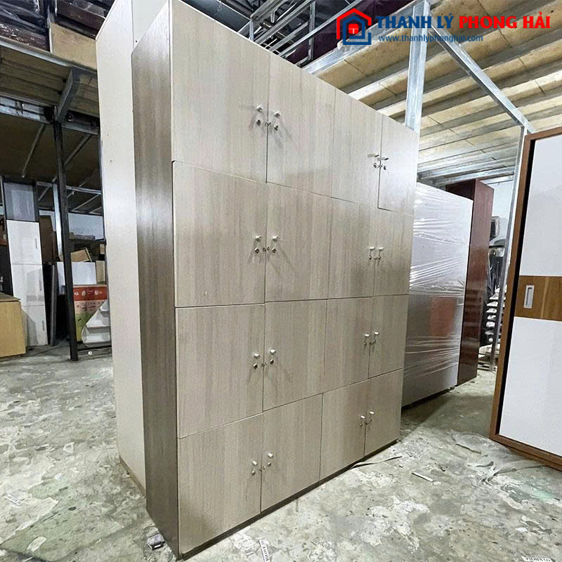 Tủ Locker 16 Ngăn Gỗ Công Nghiệp 1m6 Cũ