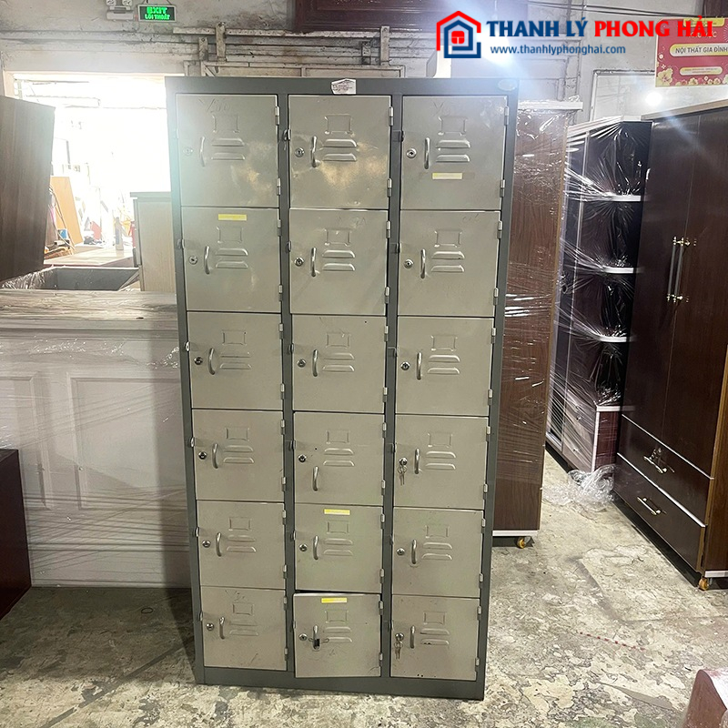 Tủ Locker Sắt 18 Ngăn 92cm Cũ