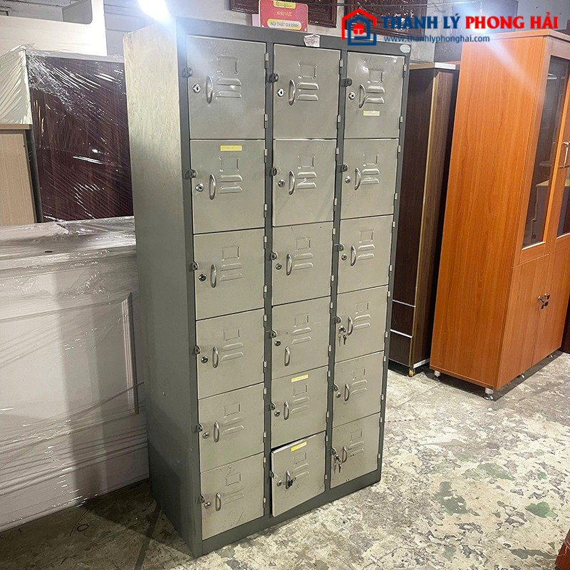 Tủ Locker Sắt 18 Ngăn 92cm Cũ