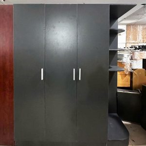 Tủ Quần Áo 2 Cánh 1m6 Kèm Kệ Gỗ Công Nghiệp Màu Xám Cũ