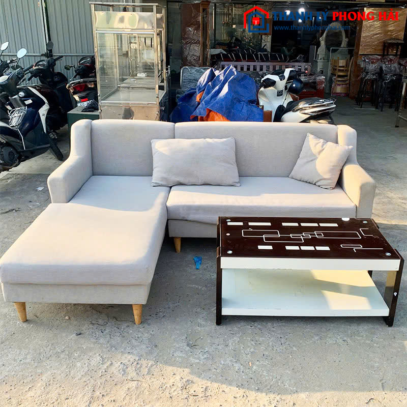 Bàn Ghế Sofa Bọc Vải Màu Trắng 2m25 Cũ