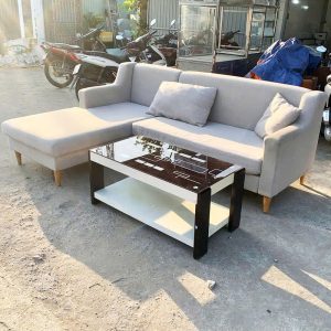 Bàn Ghế Sofa Bọc Vải Màu Trắng 2m25 Cũ