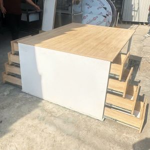 Bàn Làm Việc Đôi Có Hộc Gỗ Chân Sắt 1m6 Cũ