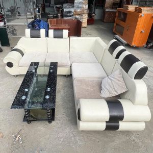 Bộ Bàn Ghế Sofa Da Góc L Nệm Vải 2m Cũ
