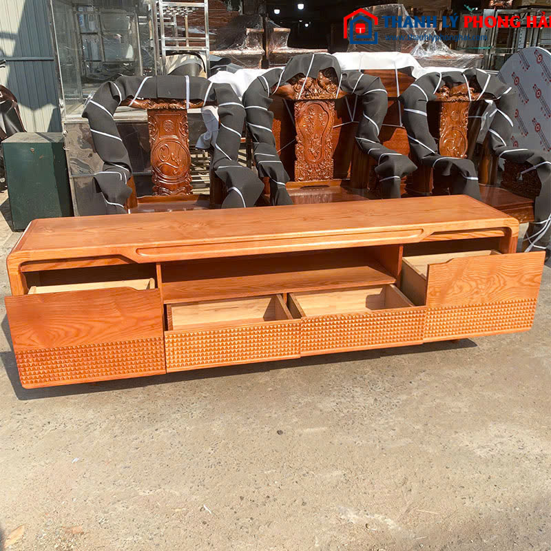 Kệ Tivi Gỗ Tự Nhiên 2m Kiểu Hiện Đại Mới 99%