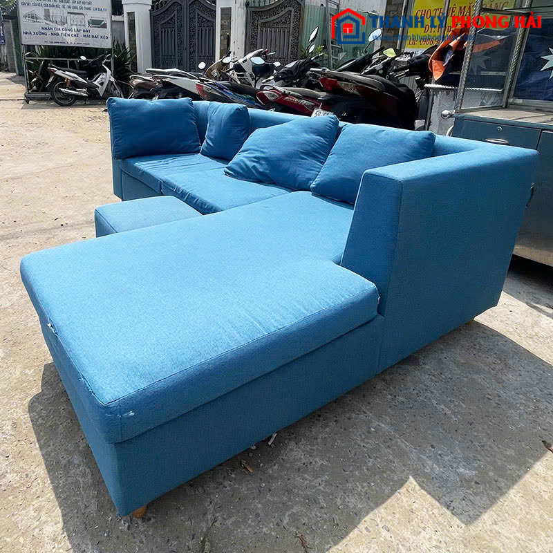 Băng Sofa Góc L 2m Chất Nỉ Màu Xanh Cũ