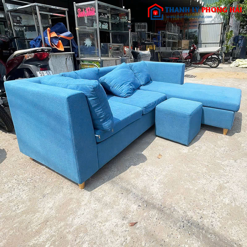 Băng Sofa Góc L 2m Chất Nỉ Màu Xanh Cũ