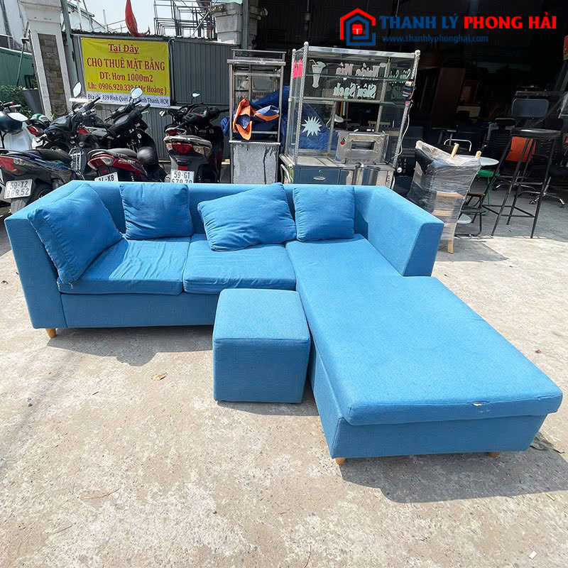 Băng Sofa Góc L 2m Chất Nỉ Màu Xanh Cũ