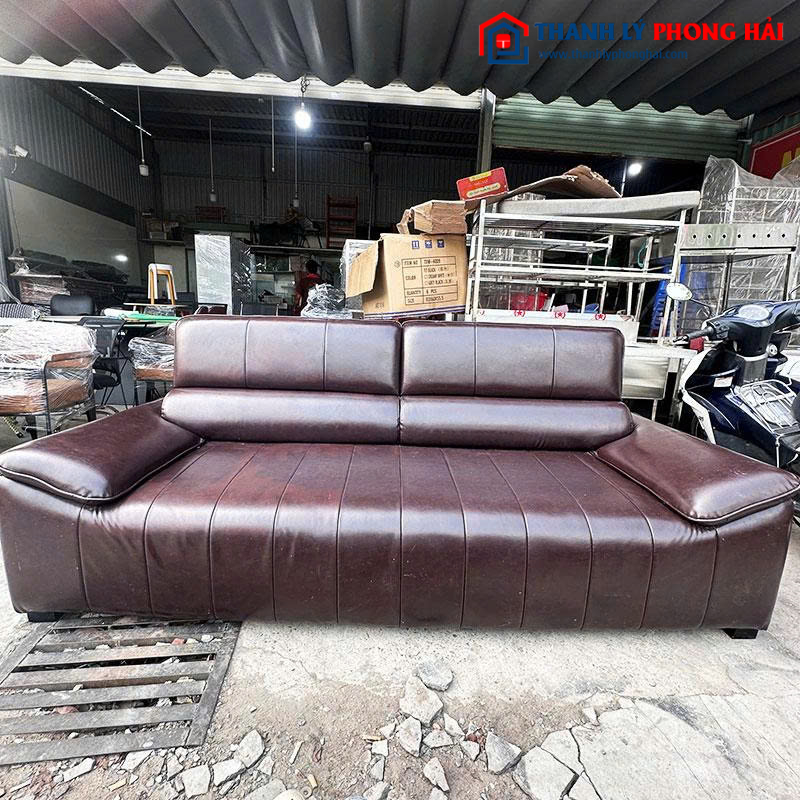 Bộ Sofa Băng Bọc Da Màu Nâu Sẫm 2m2 Cũ