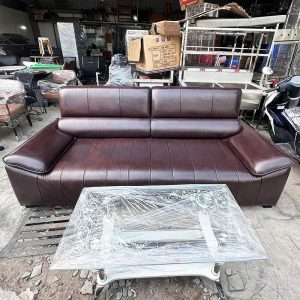 Bộ Sofa Băng Bọc Da Màu Nâu Sẫm 2m2 Cũ