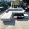 Sofa Góc L 2m4 Kèm Bàn Bọc Vải Màu Xám Cũ