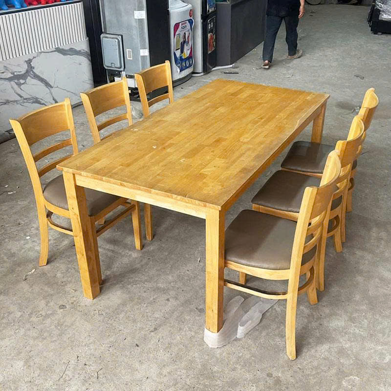 Bàn Ăn Gỗ 1m8 Kèm Ghế Cabin, Ghế Mango Cũ
