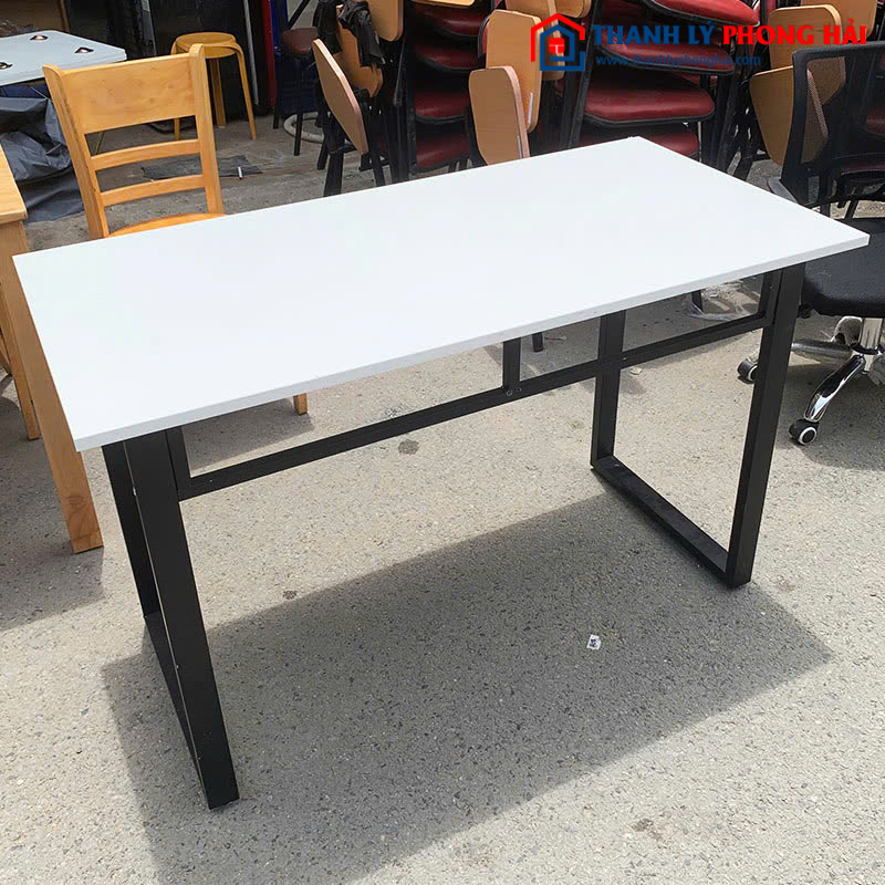 Bàn Làm Việc 1m2 Cũ Chân Sắt Mặt Gỗ Trắng