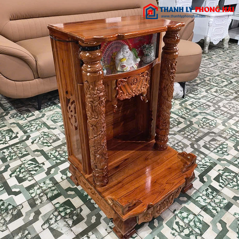 Thanh Lý Bàn Thờ Ông Địa Gỗ Xoan Chạm Khắc Cổ Điển Mới 99% (Nhiều Size)