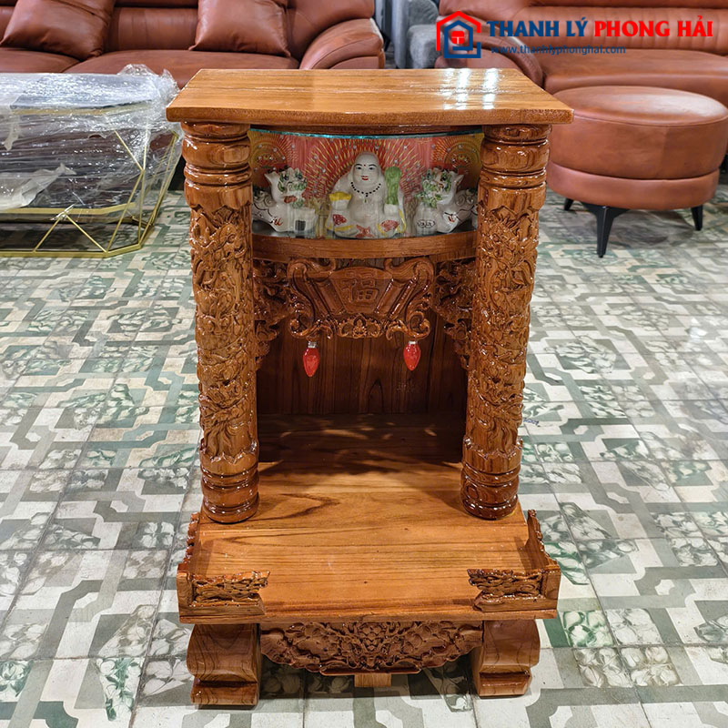 Thanh Lý Bàn Thờ Ông Địa Gỗ Xoan Chạm Khắc Cổ Điển Mới 99% (Nhiều Size)